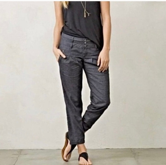 Prana Lizbeth grey zip and 3 button fly outdoor cropped capri pant size 4 - Picture 10 of 10